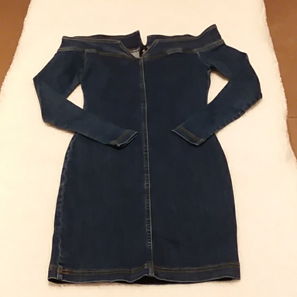 Brand new off-the-shoulder denim dress